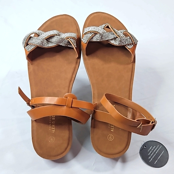 Alexis Bendel Womens Brown Leather Sandals Size 9 NWT - Picture 1 of 6